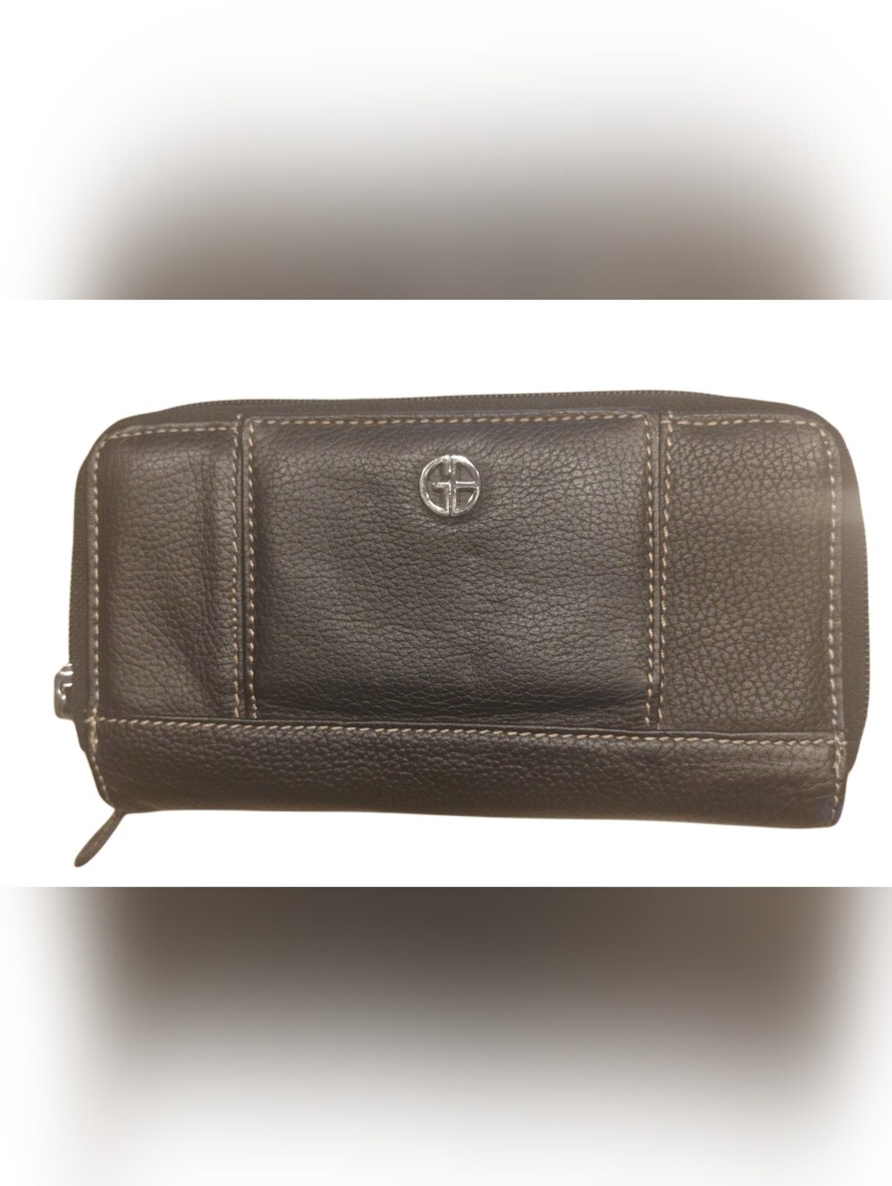 Giani Bernini Leather Wallet with Silver Logo - Black